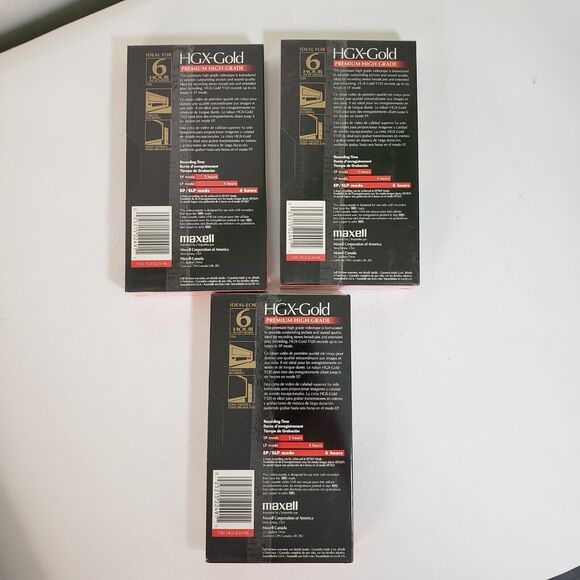 3 New Blank Sealed Maxell HGX-Gold T-120 VHS Video Cassettes - Picture 2 of 6